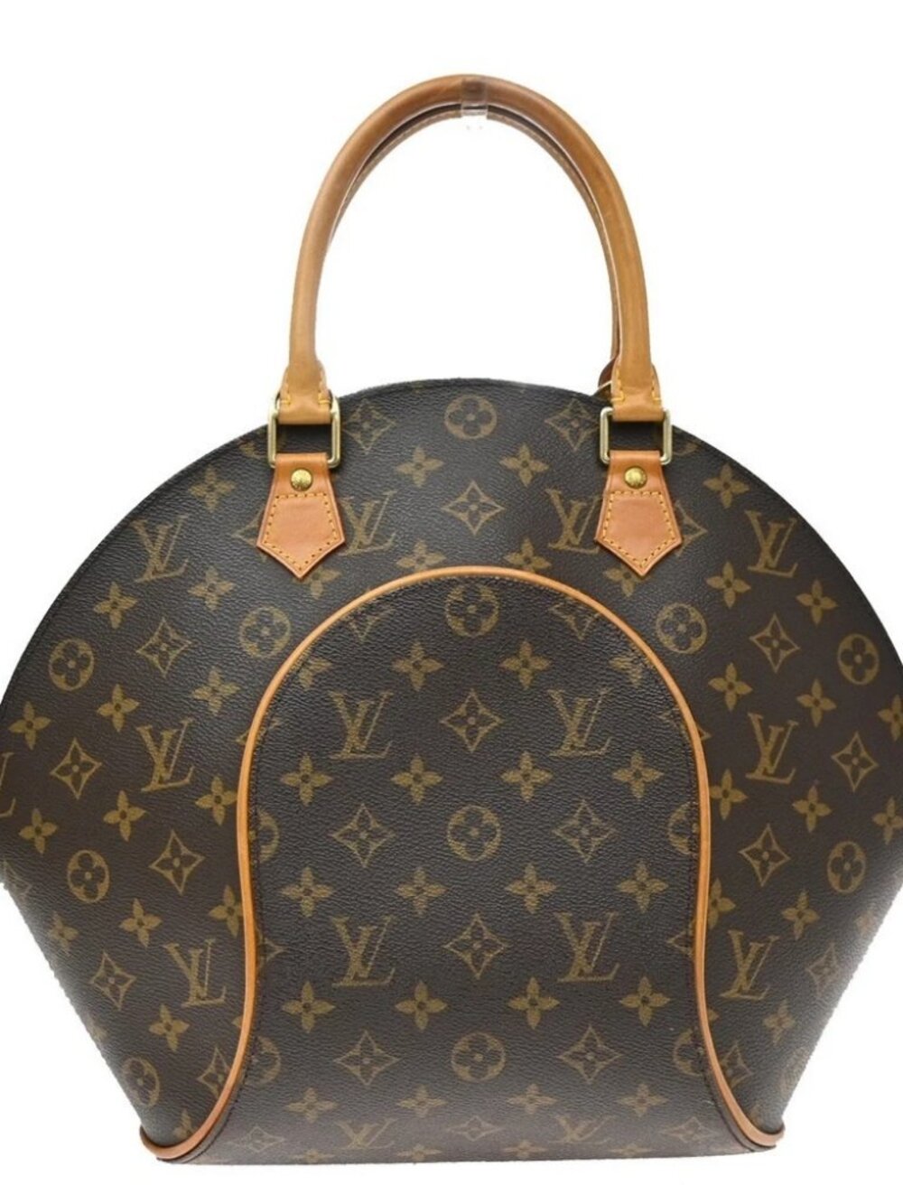 LOUIS VUITTON LV Logo Ellipse MM Hand Bag Monogram Leather Brown